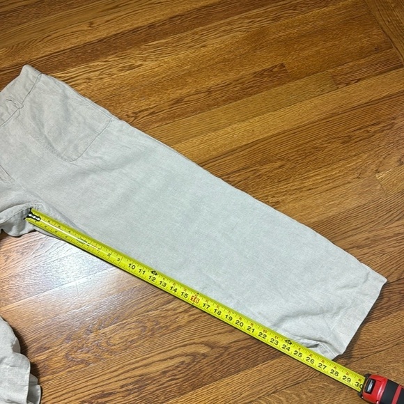 Talbots 100% Linen Tan Straight Leg Pants Trousers Size 12 - Picture 9 of 11